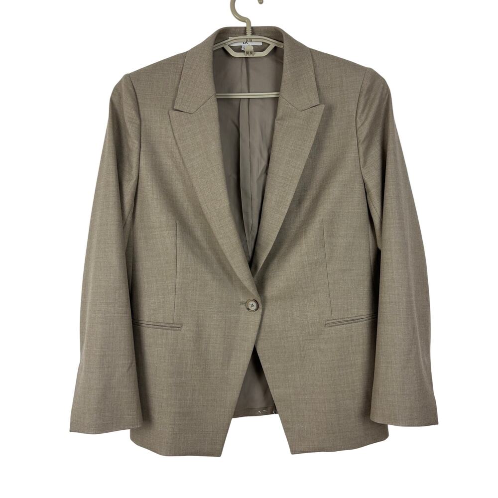 Banana Republic Relaxed-Slim Lightweight Wool Flannel Blazer 10 Beige Tan 539584